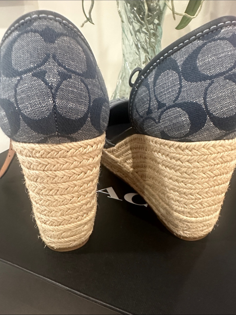 Coach Denim Signature Canvas Espadrille Wedge Sandals - Picture 3 of 6